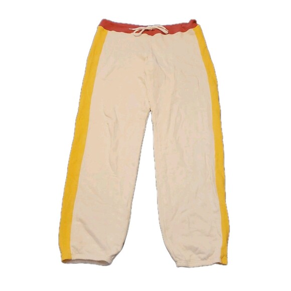 Monrow Classic sweat pants Womens L Cream Pink Yellow Joggers Drawstring Lounge - Picture 1 of 6